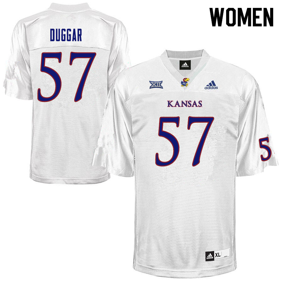 Women #57 Emory Duggar Kansas Jayhawks College Football Jerseys Sale-White - Click Image to Close